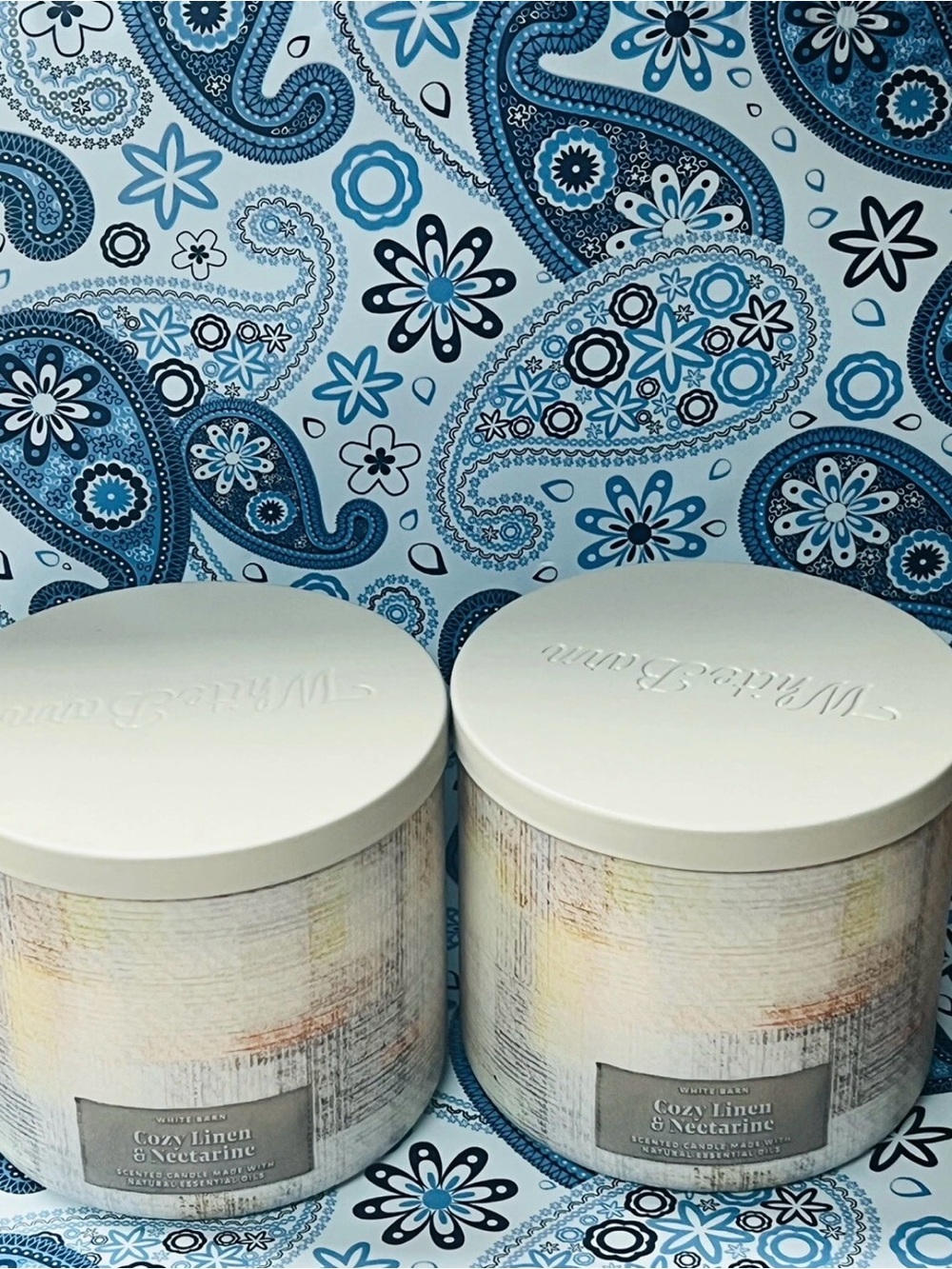 2 Cozy Linen & Nectarine Scented Jar Candle - Bath & Body